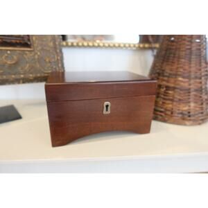 Pottery Barn Wood Jewelry Box 7" x 5"